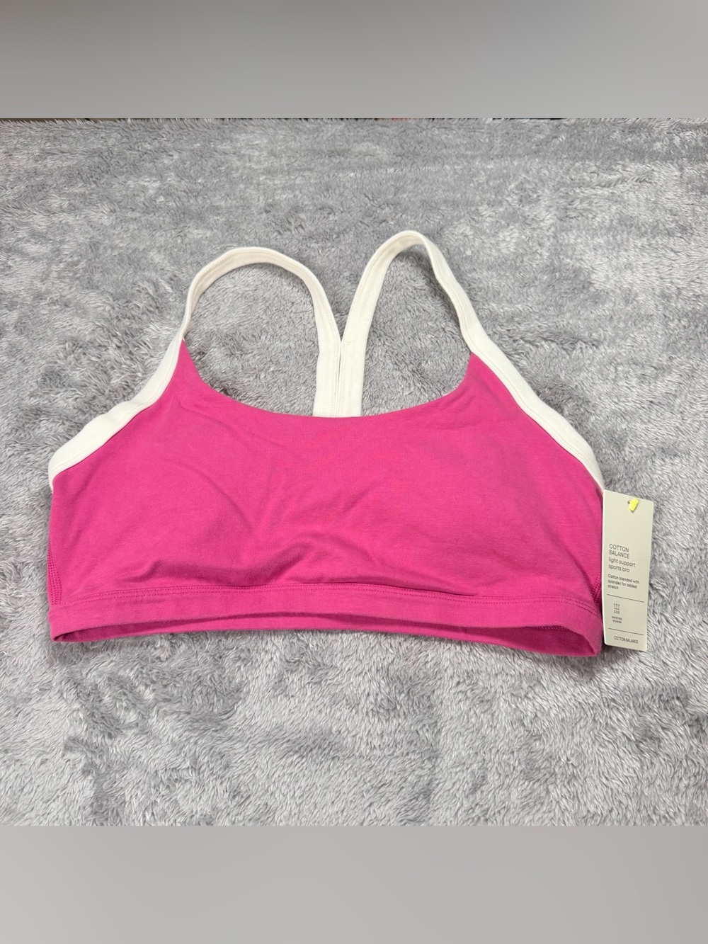 all in motion Pink Cotton-Blend Sports Bralette with White Trim 239